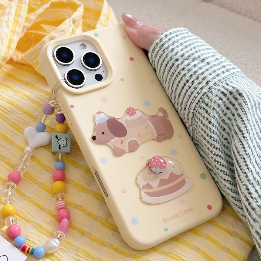 Strap Bead Phone Dog Print Case / Set FashionChic