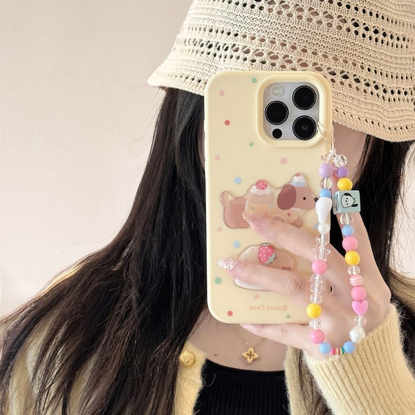 Strap Bead Phone Dog Print Case / Set FashionChic