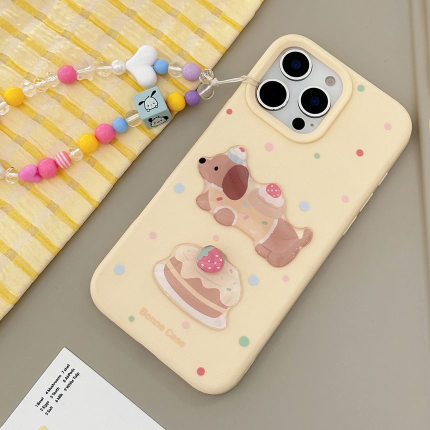 Strap Bead Phone Dog Print Case / Set FashionChic