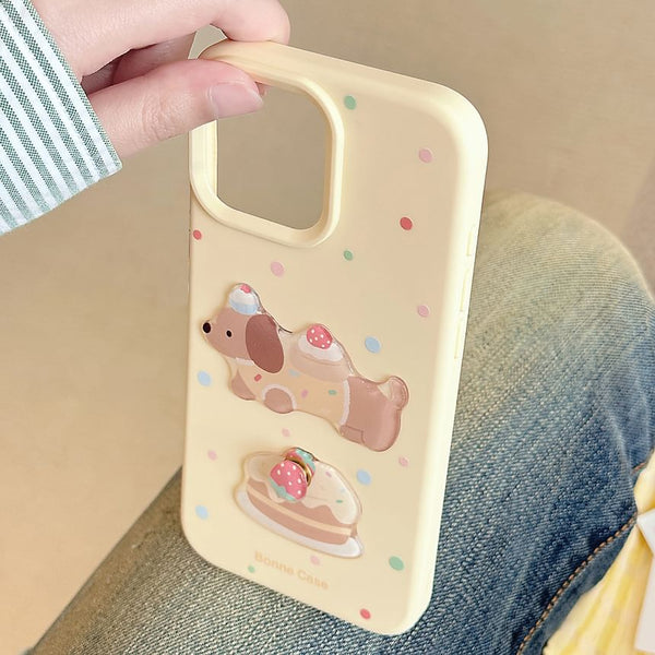 Strap Bead Phone Dog Print Case / Set FashionChic