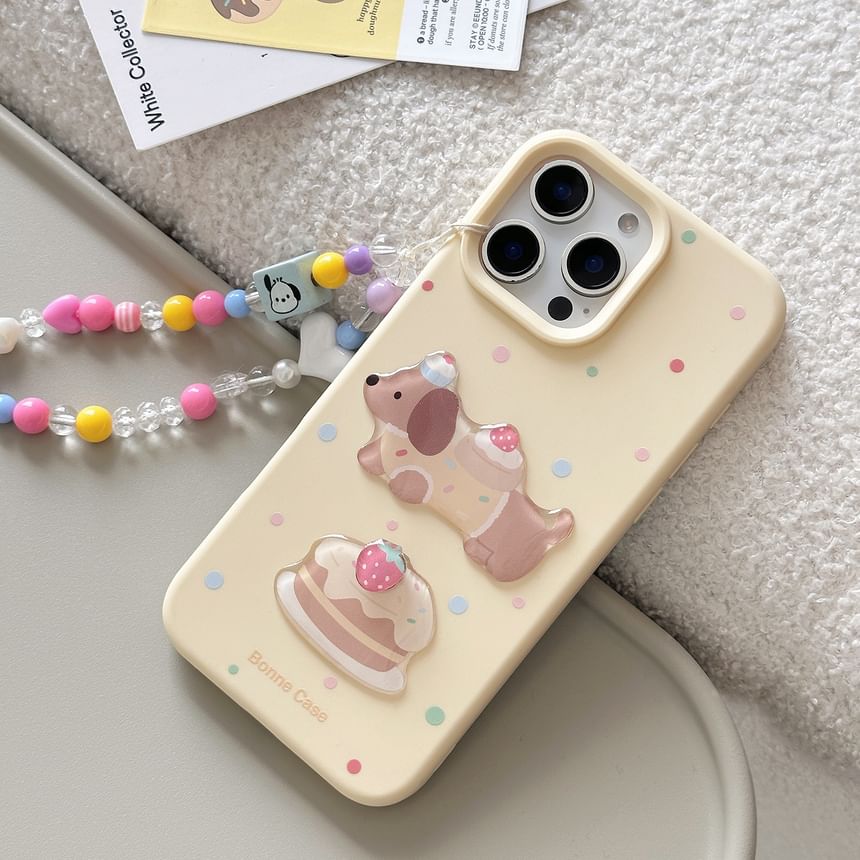 Strap Bead Phone Dog Print Case / Set FashionChic