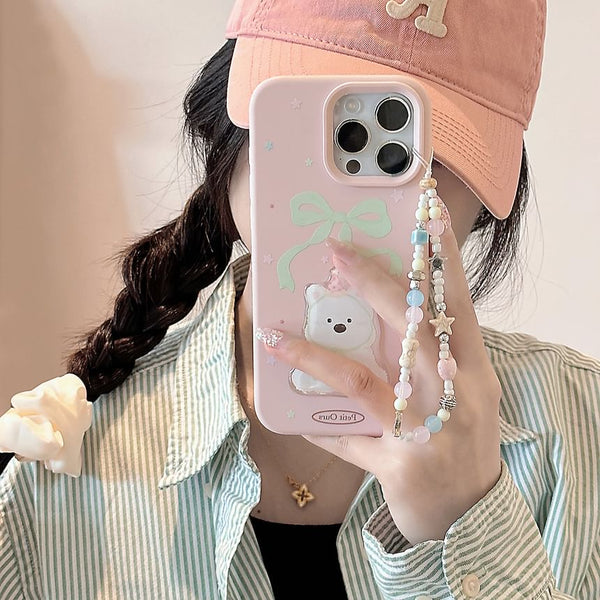 Case Dog Print Strap / Set Bead Phone FashionChic