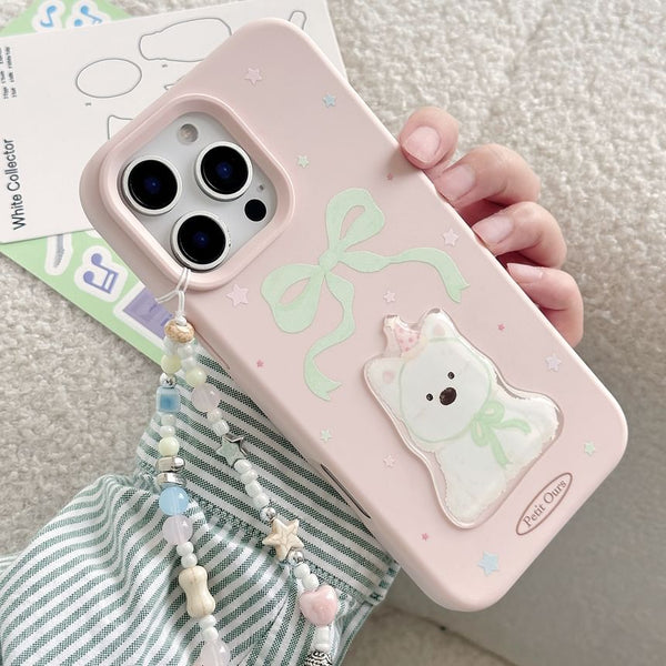 Case Dog Print Strap / Set Bead Phone FashionChic
