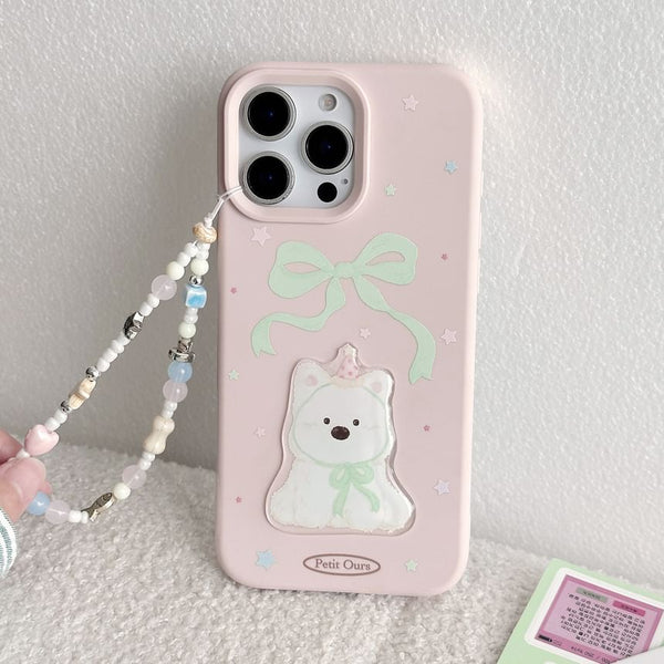 Case Dog Print Strap / Set Bead Phone FashionChic