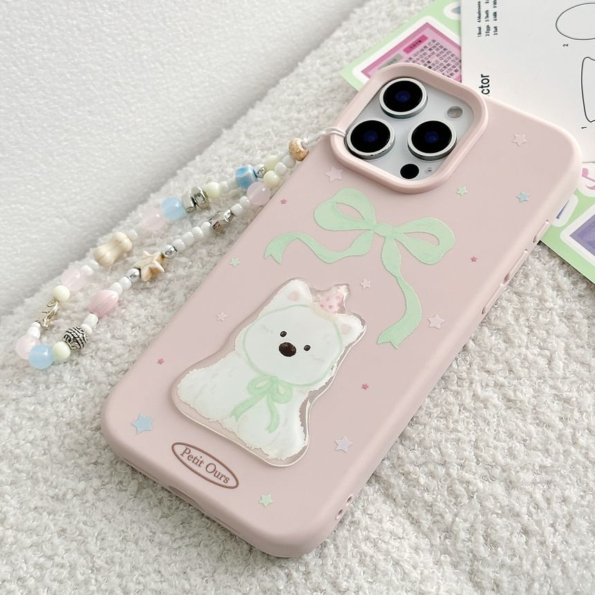 Case Dog Print Strap / Set Bead Phone FashionChic