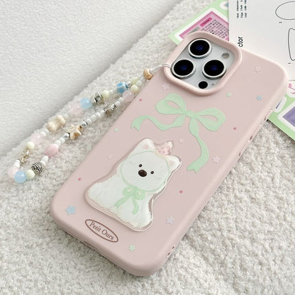 Case Dog Print Strap / Set Bead Phone FashionChic