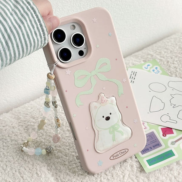 Case Dog Print Strap / Set Bead Phone FashionChic