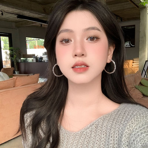 Silver Sterling 925 Rhinestone Earring Hoop FashionChic