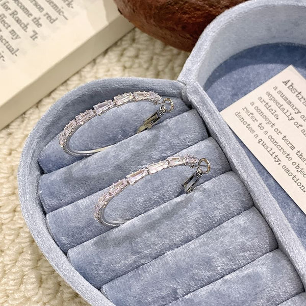 Silver Sterling 925 Rhinestone Earring Hoop FashionChic