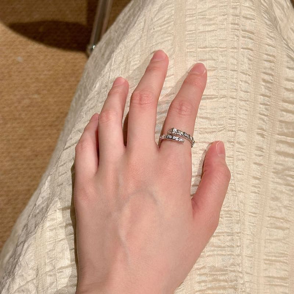 Rhinestone Snake Open Ring FashionChic