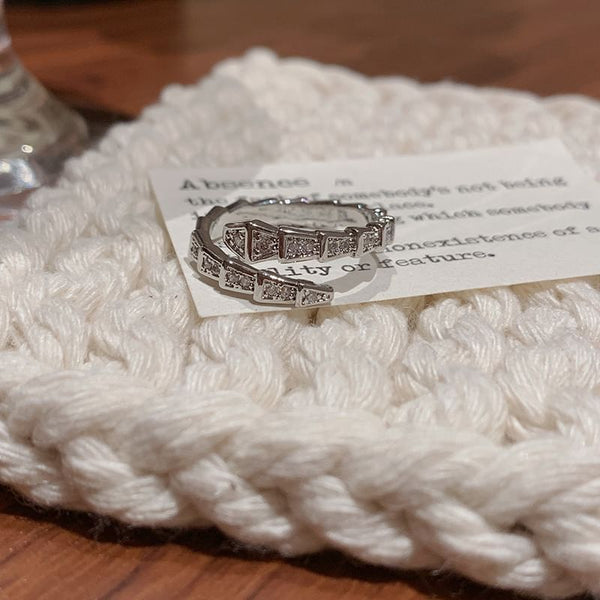 Rhinestone Snake Open Ring FashionChic