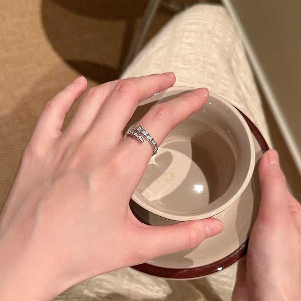 Rhinestone Snake Open Ring FashionChic