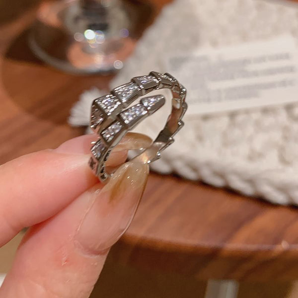 Rhinestone Snake Open Ring FashionChic