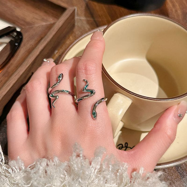 Open Snake Rhinestone Ring FashionChic