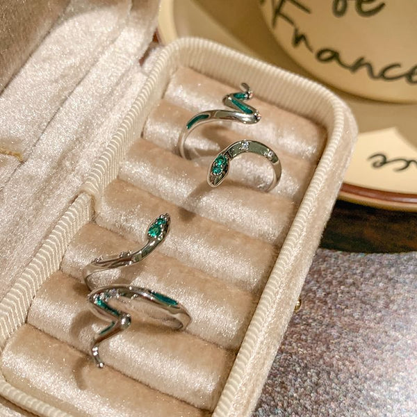 Open Snake Rhinestone Ring FashionChic