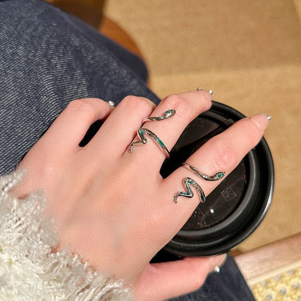 Open Snake Rhinestone Ring FashionChic
