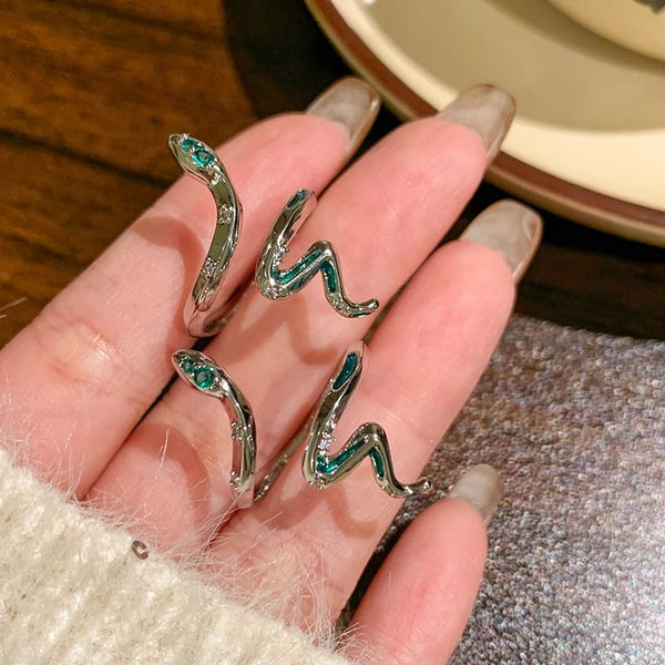 Open Snake Rhinestone Ring FashionChic