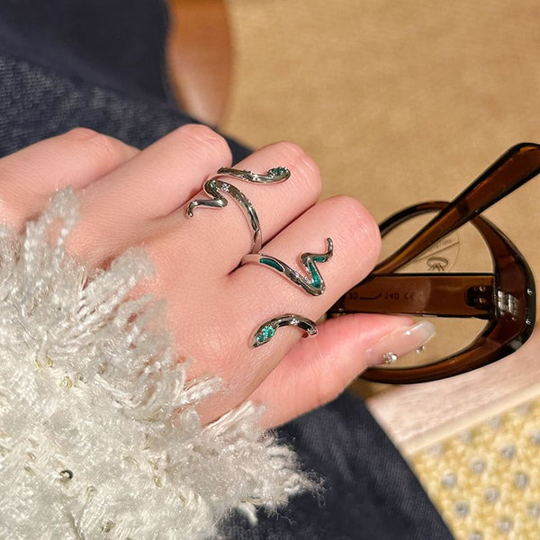 Open Snake Rhinestone Ring FashionChic
