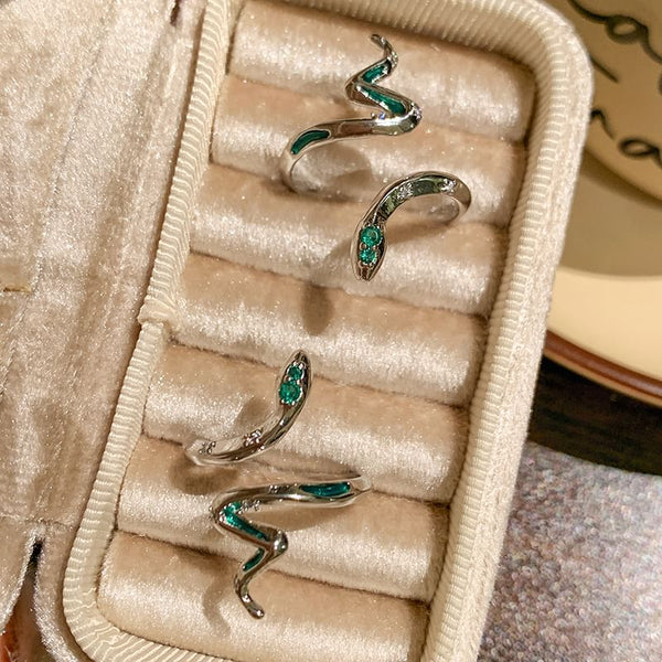 Open Snake Rhinestone Ring FashionChic