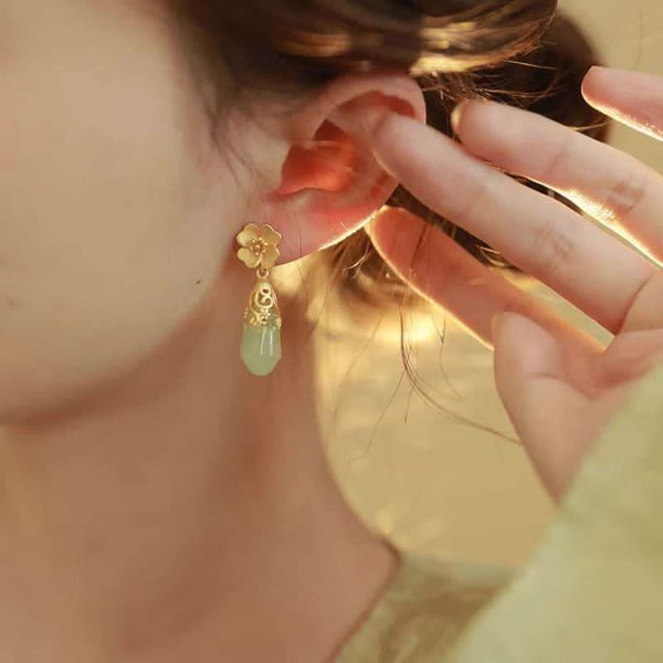 Faux Alloy Earring Drop Floral Gemstone FashionChic