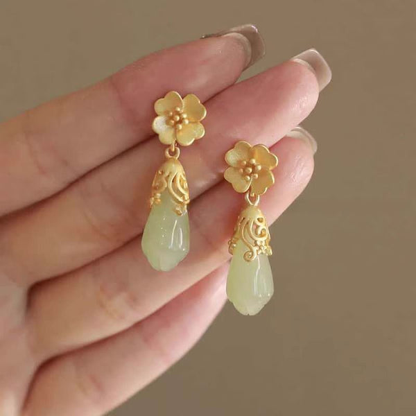 Faux Alloy Earring Drop Floral Gemstone FashionChic