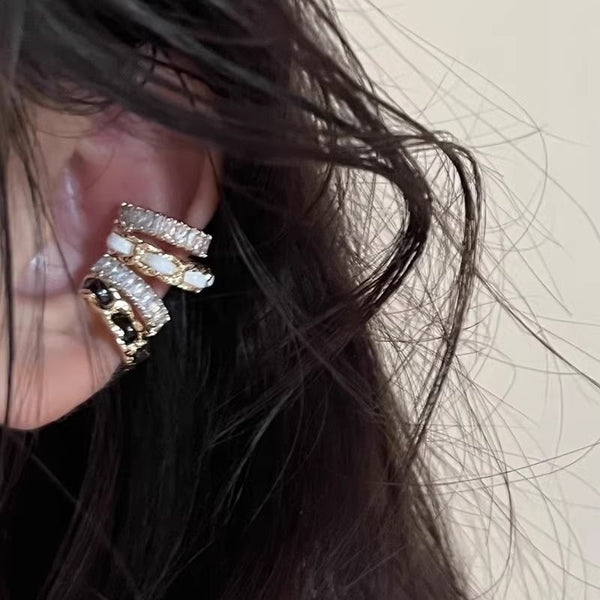 Rhinestone Layered Cuff Alloy Ear FashionChic