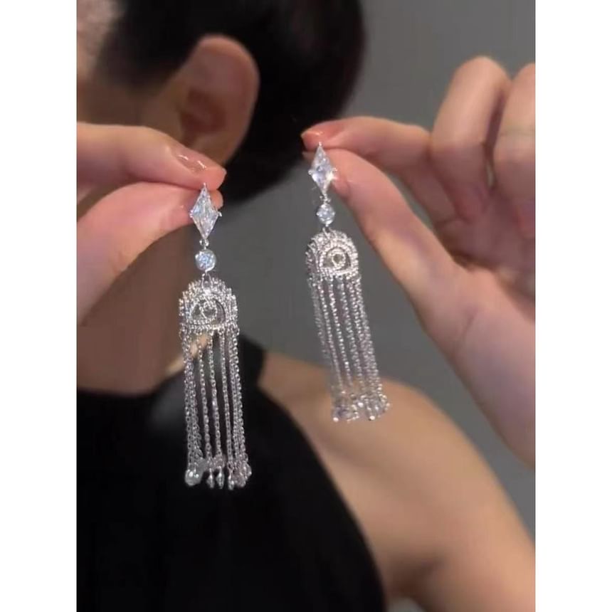 Earring Alloy Rhinestone Fringed FashionChic