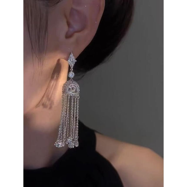 Earring Alloy Rhinestone Fringed FashionChic