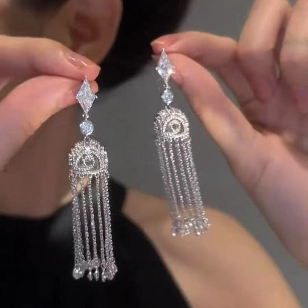Earring Alloy Rhinestone Fringed FashionChic