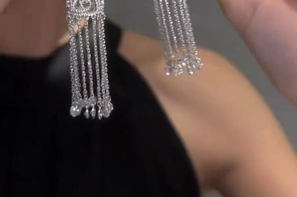 Earring Alloy Rhinestone Fringed FashionChic