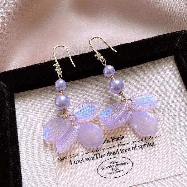 Earring Faux Dangle Pearl Alloy Petal FashionChic