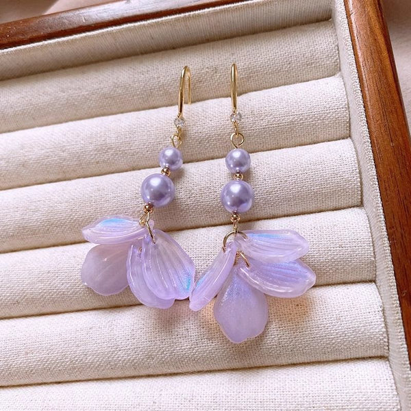Earring Faux Dangle Pearl Alloy Petal FashionChic