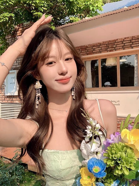 Floral Fringed Earring Alloy FashionChic