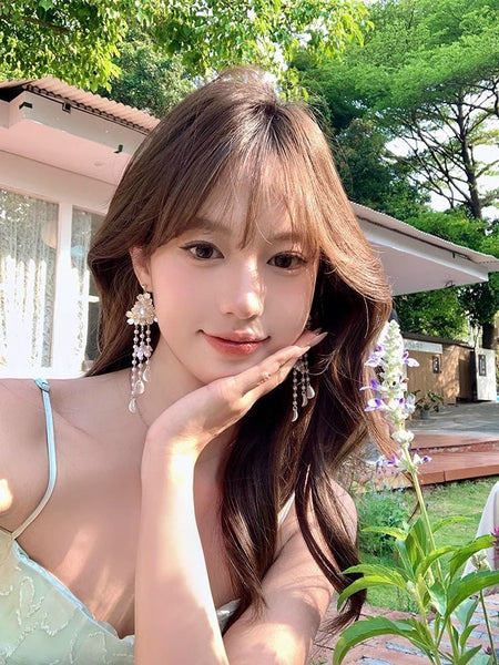 Floral Fringed Earring Alloy FashionChic