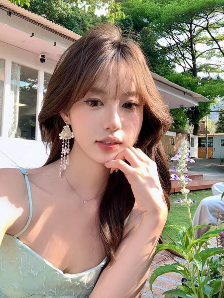 Floral Fringed Earring Alloy FashionChic