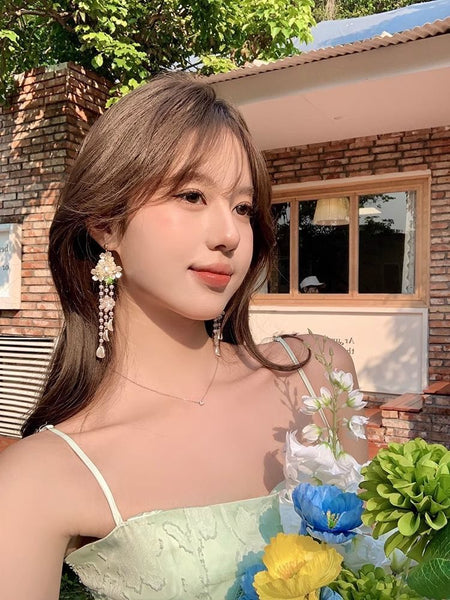 Floral Fringed Earring Alloy FashionChic