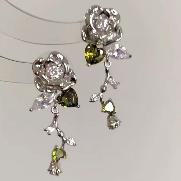 Alloy Floral Dangle Earring Rhinestone FashionChic