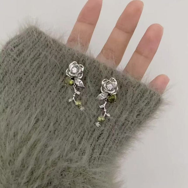 Alloy Floral Dangle Earring Rhinestone FashionChic