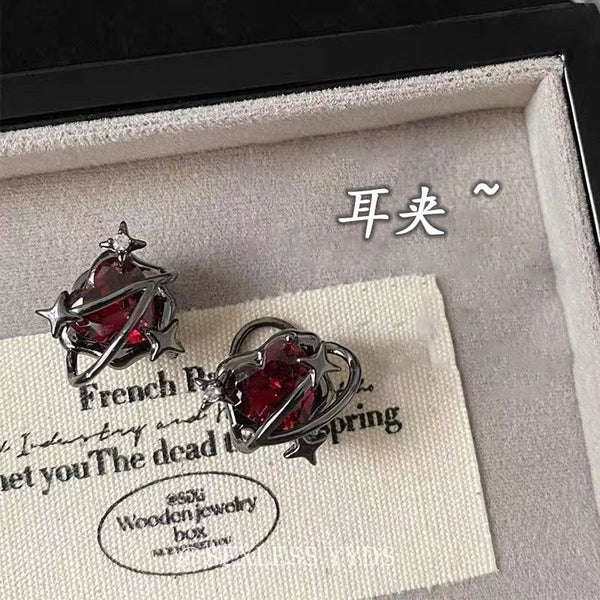 Crystal Ear Cuff Heart Alloy Stud Faux FashionChic