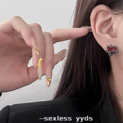 Crystal Ear Cuff Heart Alloy Stud Faux FashionChic