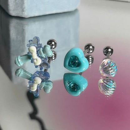 / Heart Wand Set 3: Earring Rhinestone Alloy Shell Stud of FashionChic