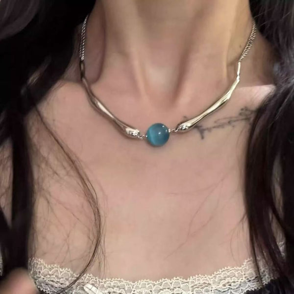 Alloy Eye Cat Bead Faux Stone Choker FashionChic