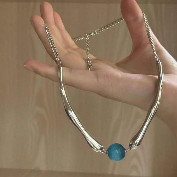 Alloy Eye Cat Bead Faux Stone Choker FashionChic