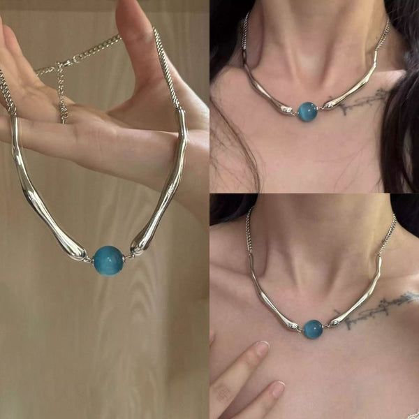 Alloy Eye Cat Bead Faux Stone Choker FashionChic