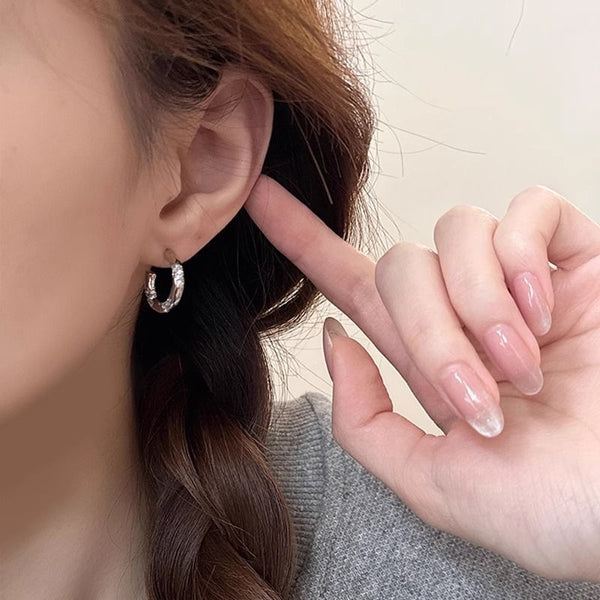 Alloy Rhinestone Open Hoop Earring FashionChic