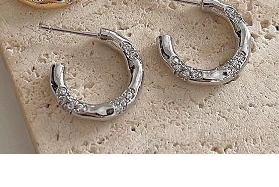 Alloy Rhinestone Open Hoop Earring FashionChic