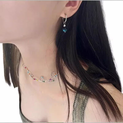 Faux Alloy Drop Gemstone Earring FashionChic