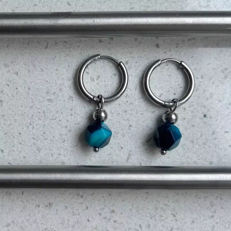 Faux Alloy Drop Gemstone Earring FashionChic