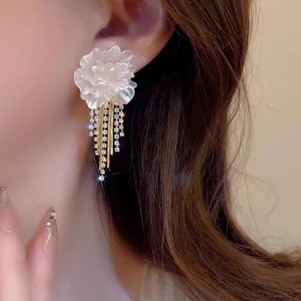 Earring Floral Alloy Rhinestone Fringed FashionChic