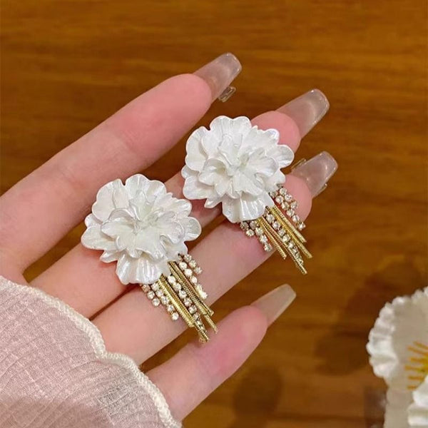 Earring Floral Alloy Rhinestone Fringed FashionChic